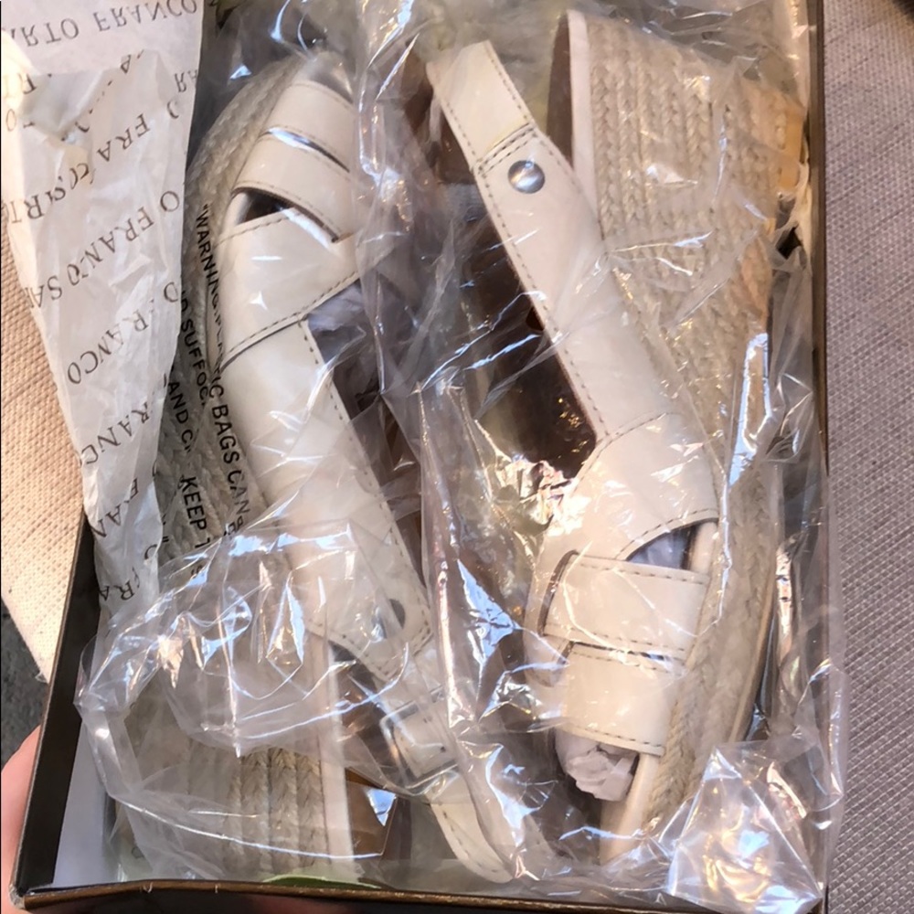 Franco Sarto Cream woven wedges